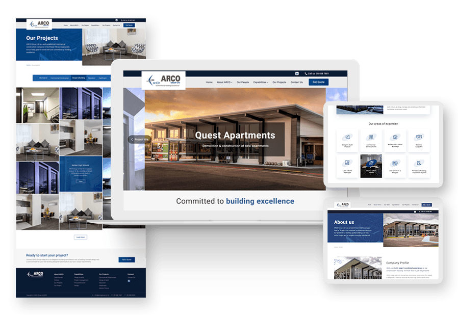Elitecodeit School created the website for construction company ARCO to present their services